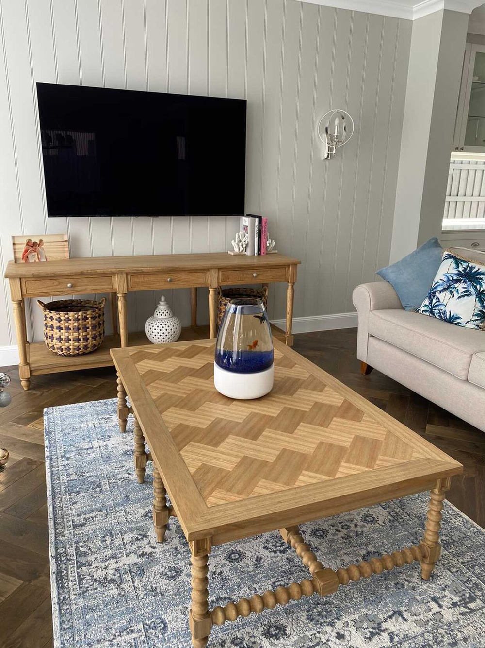 Wood herringbone deals coffee table