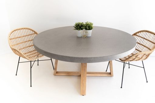 1.6m Alta Round Dining Table - Speckled Grey with Light Honey Legs