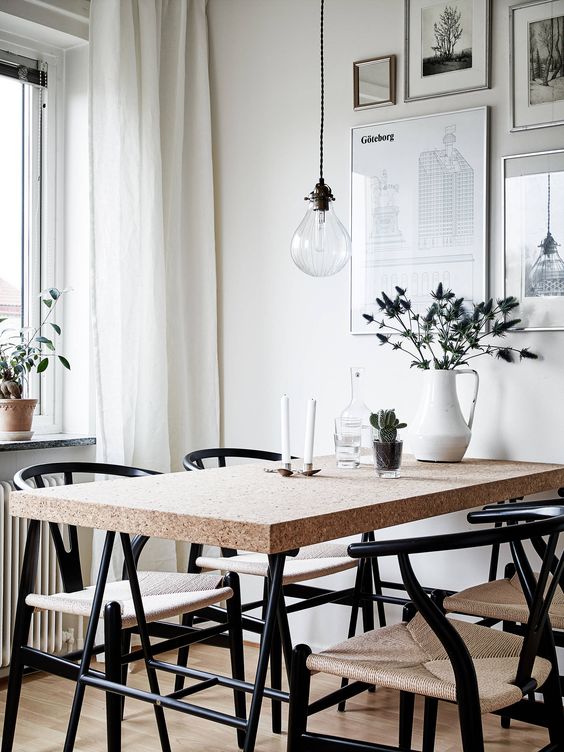 black wishbone chairs dining room