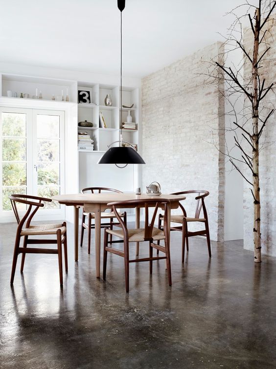 wishbone chairs and table