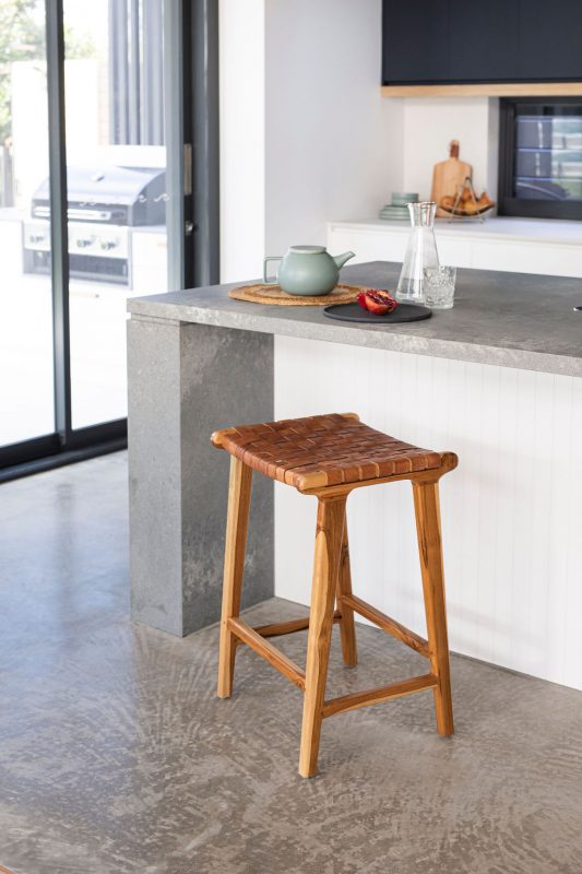 Leather on sale strap barstool