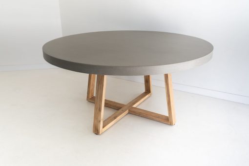 1.6m Alta Round Dining Table - Pebble Grey with Light Honey Legs
