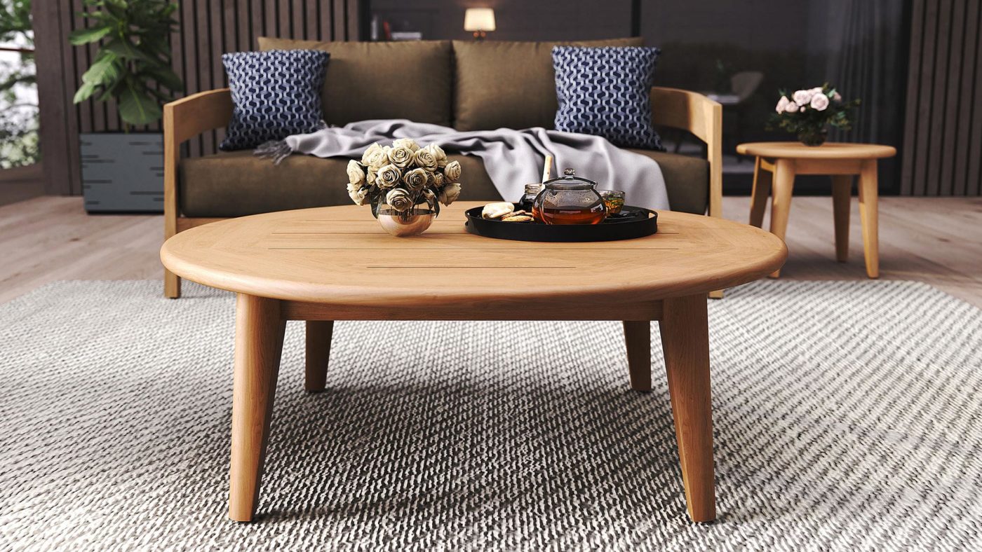 Round coffee table and deals end tables