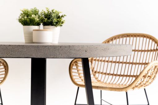 1.2m Alta Round Dining Table - Speckled Grey with Black Powder Coated Legs