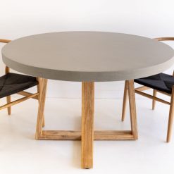 1.0m Alta RoundDining Table - Pebble Grey with Light Honey Legs