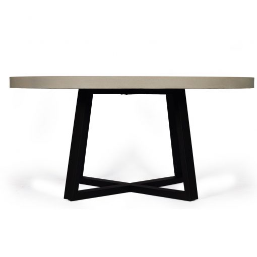 1.6m Alta Elkstone Round Dining Table - Beige with Black Powder Coated Legs