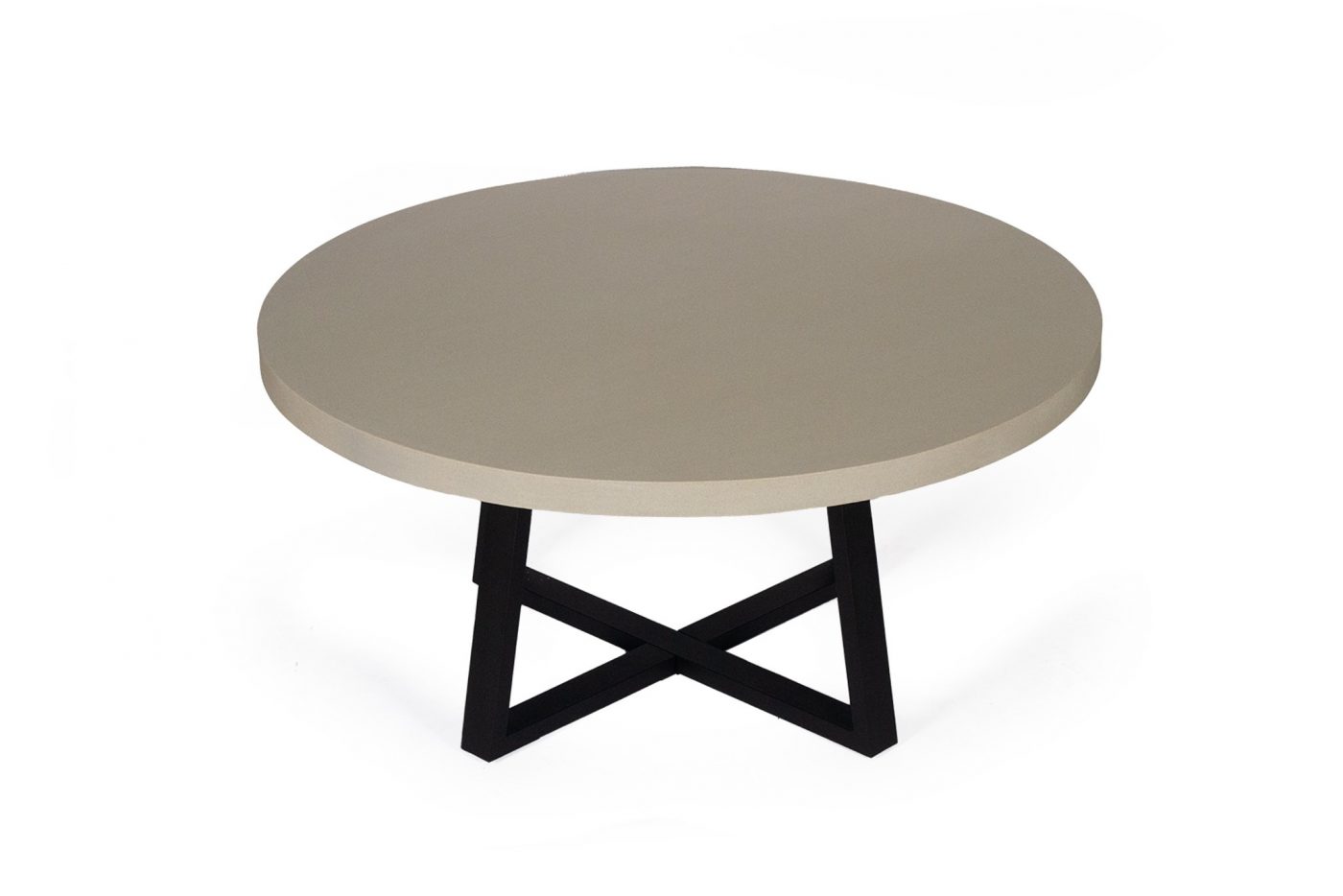 1.6m Alta Elkstone Round Dining Table - Beige with Black Powder Coated Legs