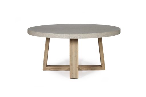 1.6m eTerrazzo Elkstone Round Dining Table - Ivory Coast with Ivory Washed Legs