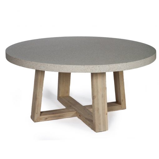1.6m eTerrazzo Elkstone Round Dining Table - Ivory Coast with Ivory Washed Legs