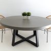 1.6m Alta Round Dining Table - Pebble Grey with Black Powder Coated Legs