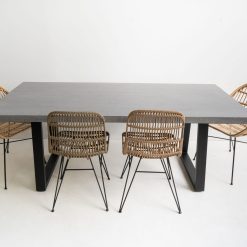 3.0m Sierra Elkstone Rectangular Dining Table - Speckled Grey with Black Powder Coated Legs