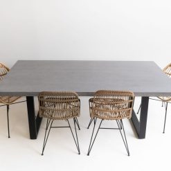 3.0m Sierra Elkstone Rectangular Dining Table - Speckled Grey with Black Powder Coated Legs