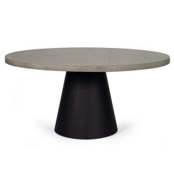 1.2m Avalon Elkstone Round Dining Table - Speckled Grey with Black Powder Coated Cone Base