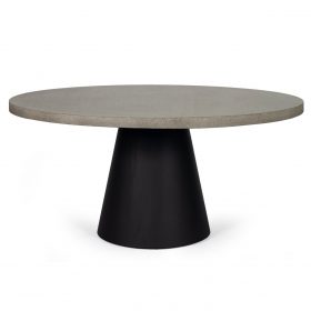 1.6m Avalon Elkstone Round Dining Table - Speckled Grey with Black Powder Coated Cone Base