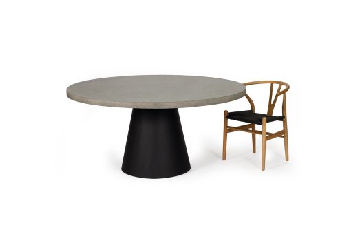 1.2m Avalon Elkstone Round Dining Table - Speckled Grey with Black Powder Coated Cone Base
