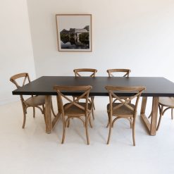 2.4m Sierra Elkstone Rectangular Dining Table - Ebony Black with Light Honey Legs