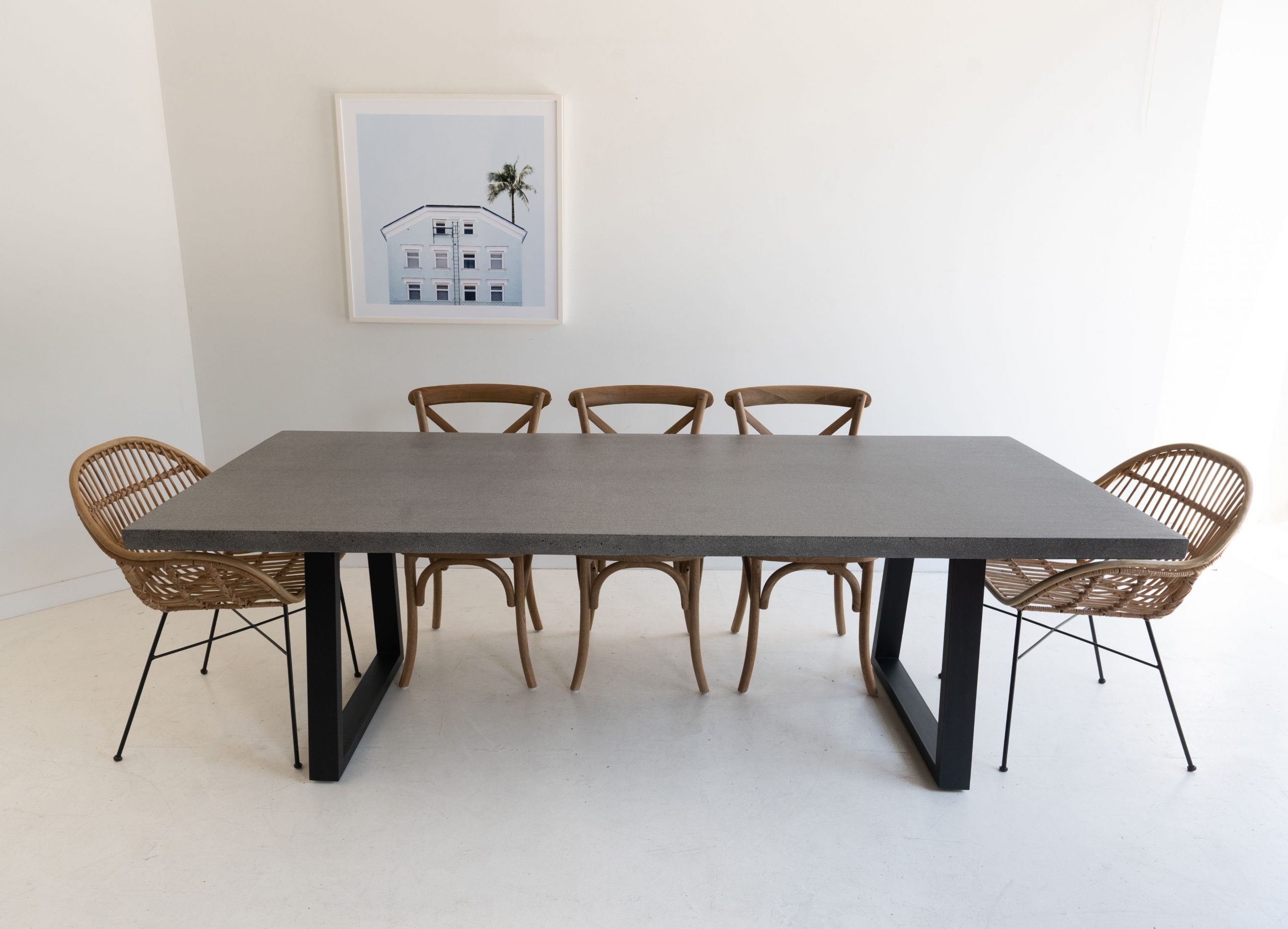 2.4m Sierra Elkstone Rectangular Dining Table - Speckled Grey with Black Powder Coated Legs