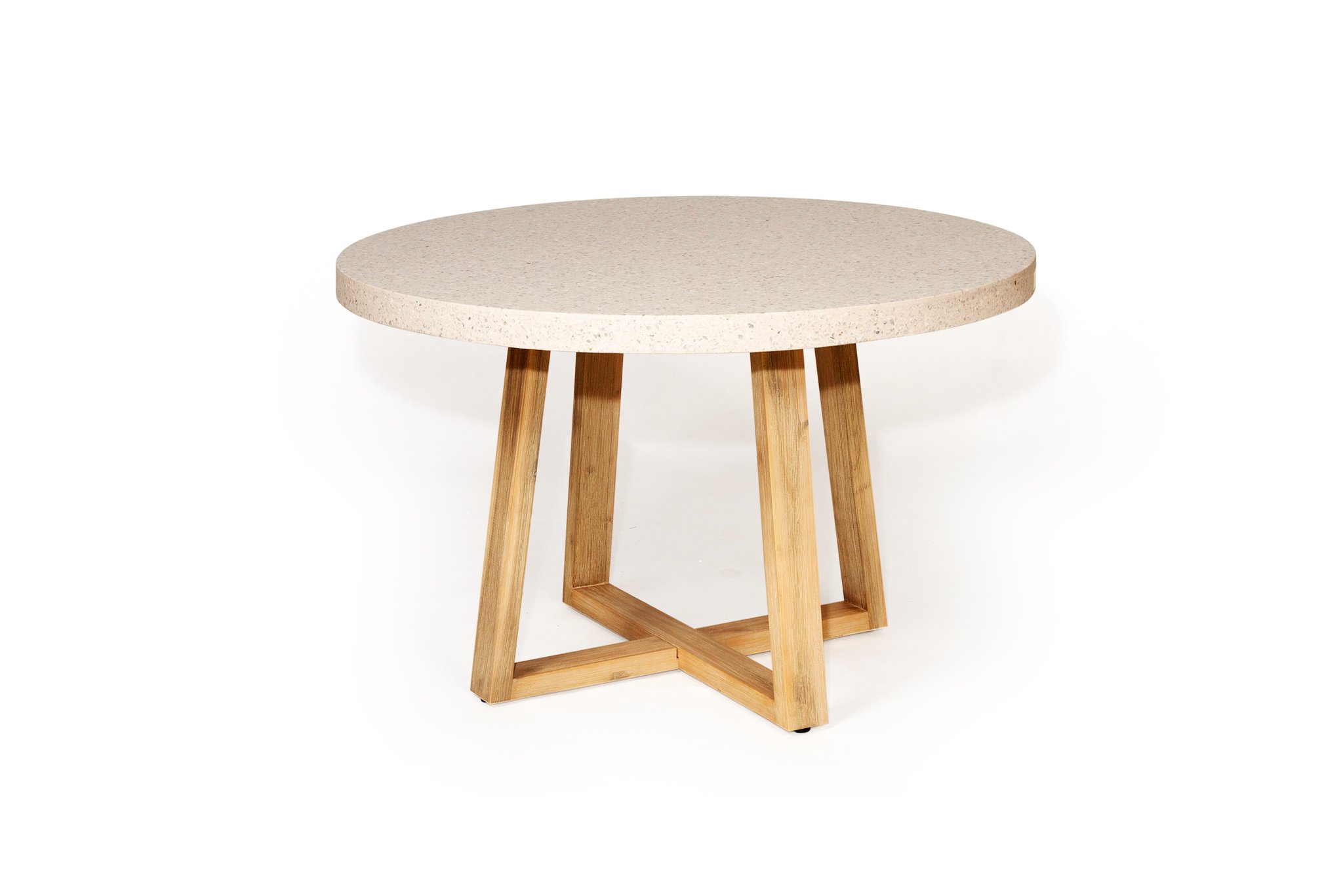 1.2m eTerrazzo Elkstone Round Dining Table - Ivory Coast with Ivory Washed Legs