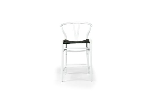 Wishbone Counter Stool - White with Charcoal Cord