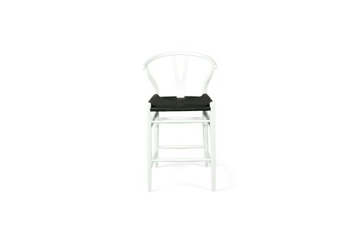 Wishbone Counter Stool - White with Charcoal Cord - Image 2