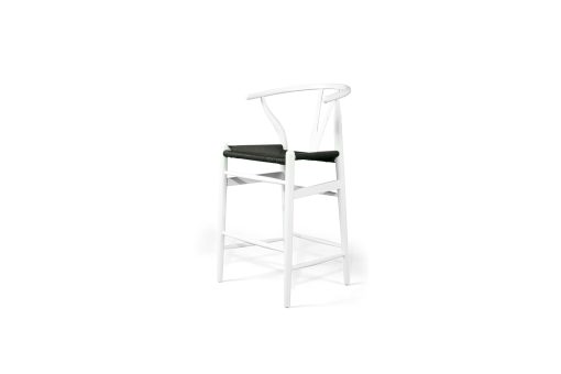 Wishbone Counter Stool - White with Charcoal Cord - Image 3