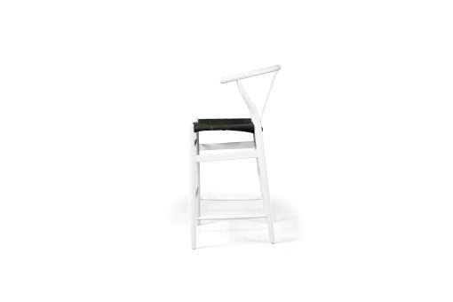 Wishbone Counter Stool - White with Charcoal Cord - Image 4