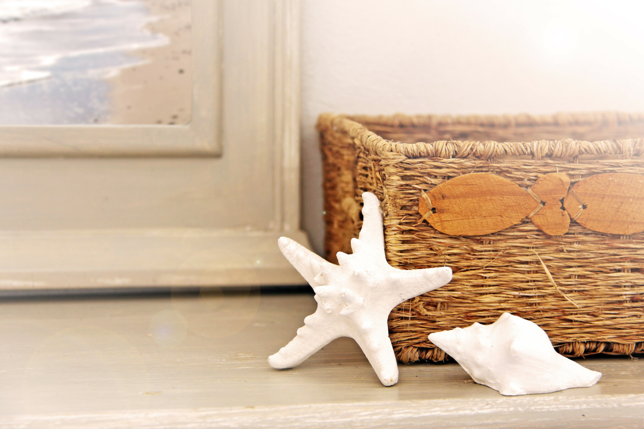 Starfish and Shell Mobile. Seashell Art for Bathroom or Beach Themed  Bedroom Decor. Nautical Decor or Coastal Garden Decoration. 