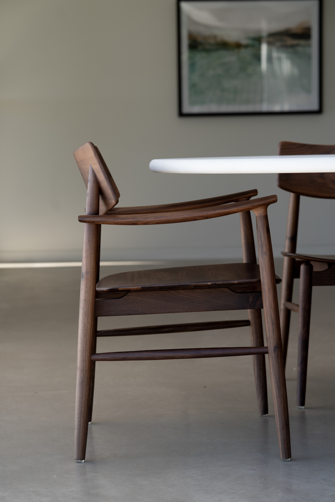 Harlow Dining Armchair - Walnut with Timber Seat - Image 2