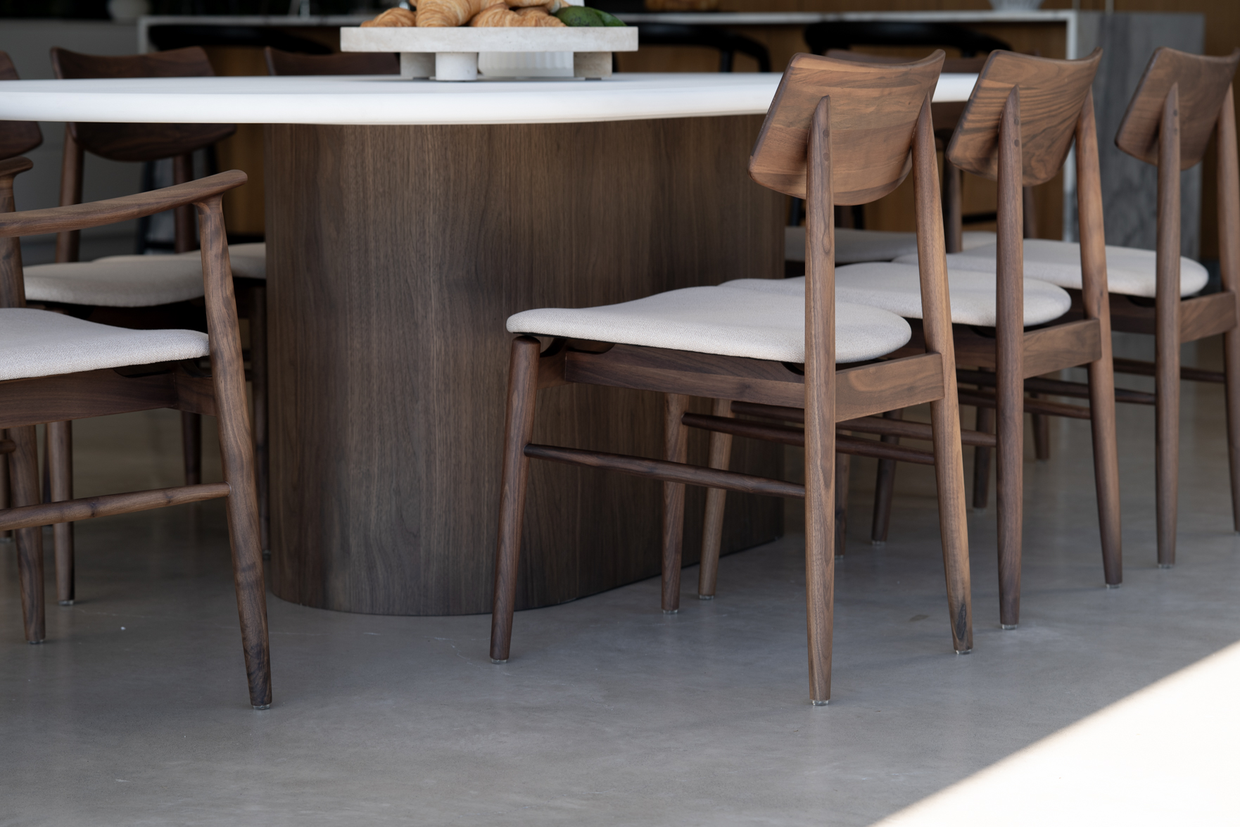 Harlow Dining Armchair - Walnut with Timber Seat - Image 18