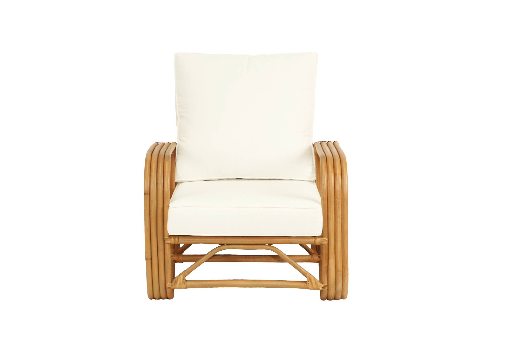 Pretzel Armchair - Brown Frame - White Cushions - Image 2