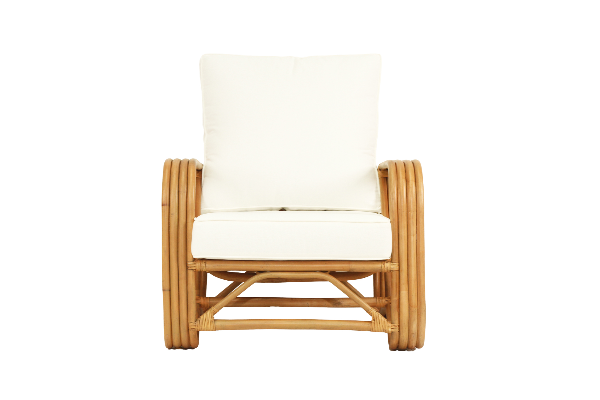 Pretzel Armchair - Brown Frame - White Cushions - Image 3