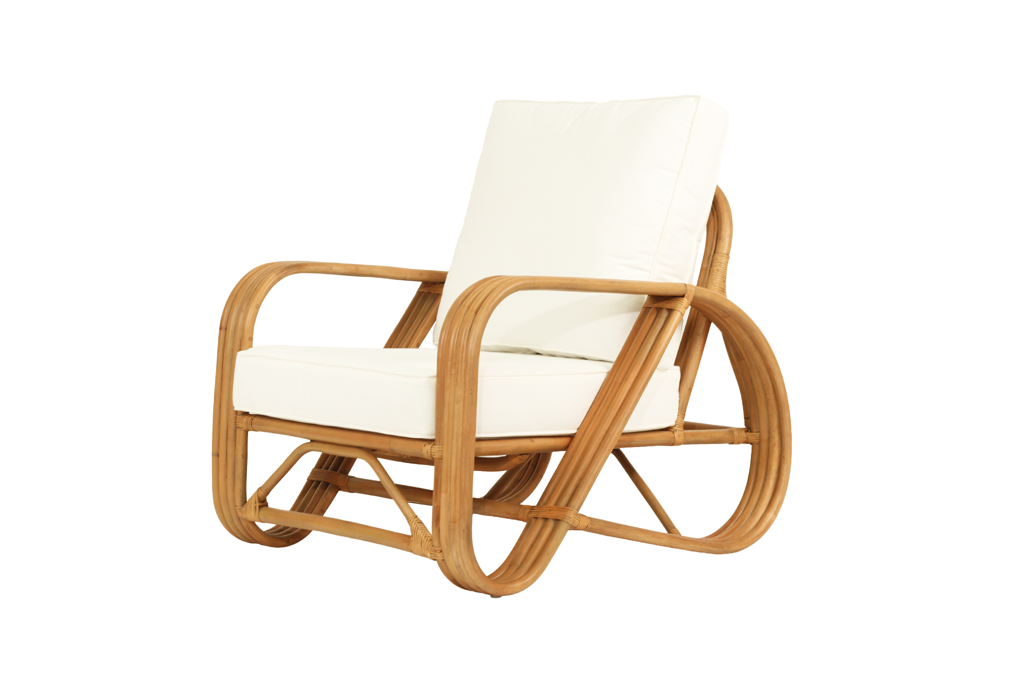 Pretzel Armchair - Brown Frame - White Cushions
