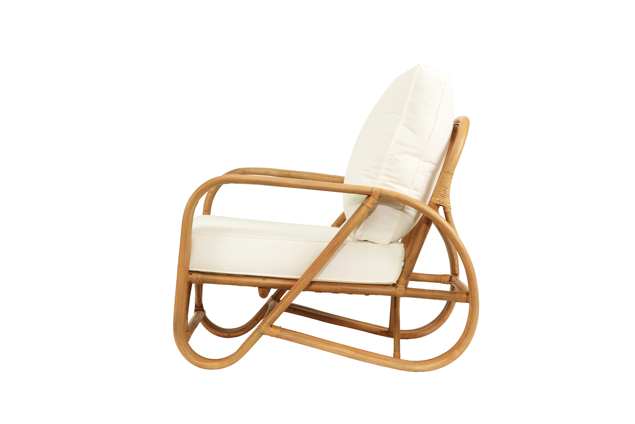 Pretzel Armchair - Brown Frame - White Cushions - Image 4