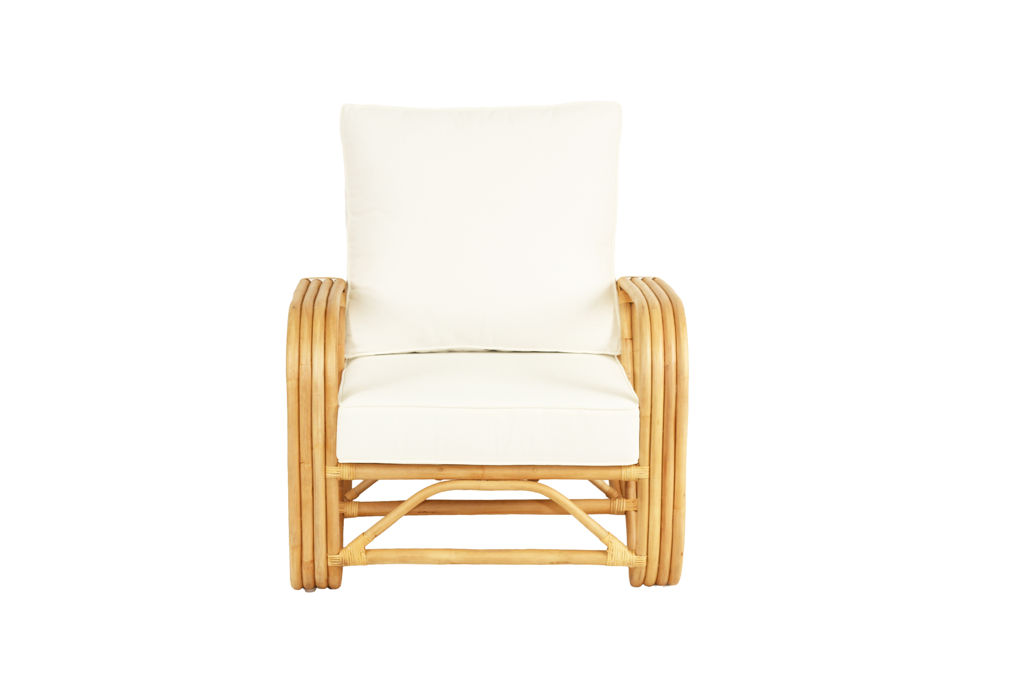 Pretzel Armchair - Natural Frame - White Cushions - Image 3