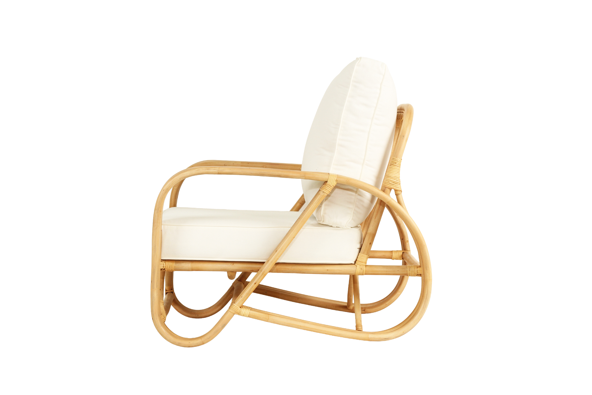 Pretzel Armchair - Natural Frame - White Cushions - Image 5