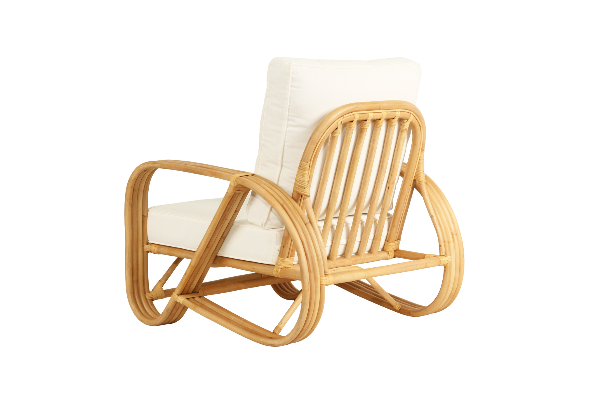 Pretzel Armchair - Natural Frame - White Cushions - Image 6
